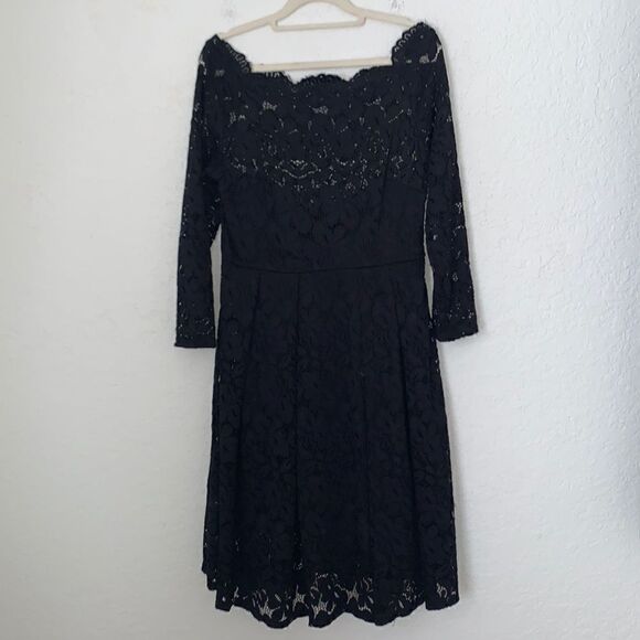 Miusol Off Shoulder Guipure Lace Black Dress Size L - Picture 1 of 13